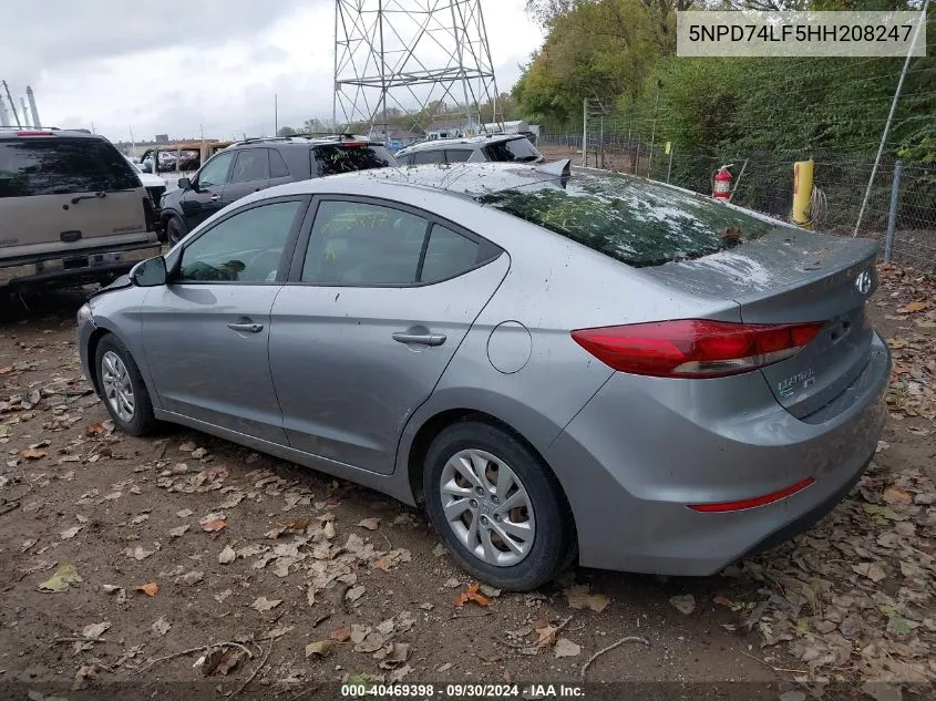 5NPD74LF5HH208247 2017 Hyundai Elantra Se