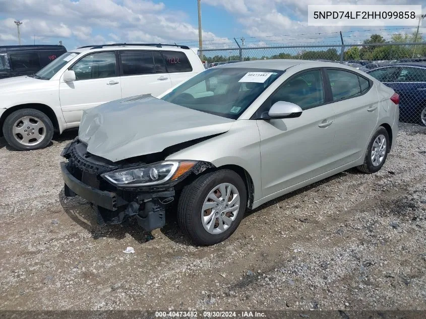 2017 Hyundai Elantra Se VIN: 5NPD74LF2HH099858 Lot: 40473482