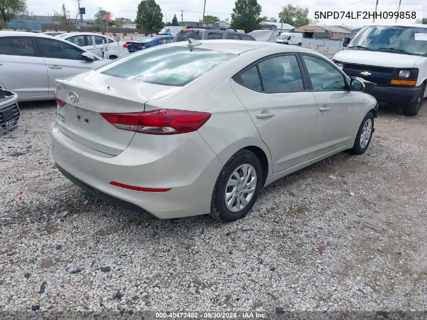 2017 Hyundai Elantra Se VIN: 5NPD74LF2HH099858 Lot: 40473482