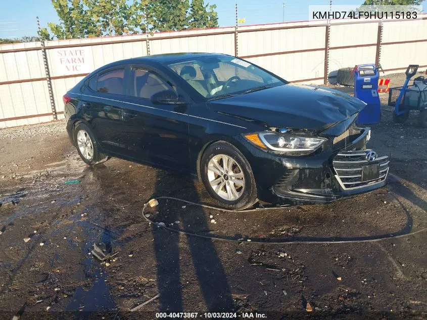 2017 Hyundai Elantra Se VIN: KMHD74LF9HU115183 Lot: 40473867