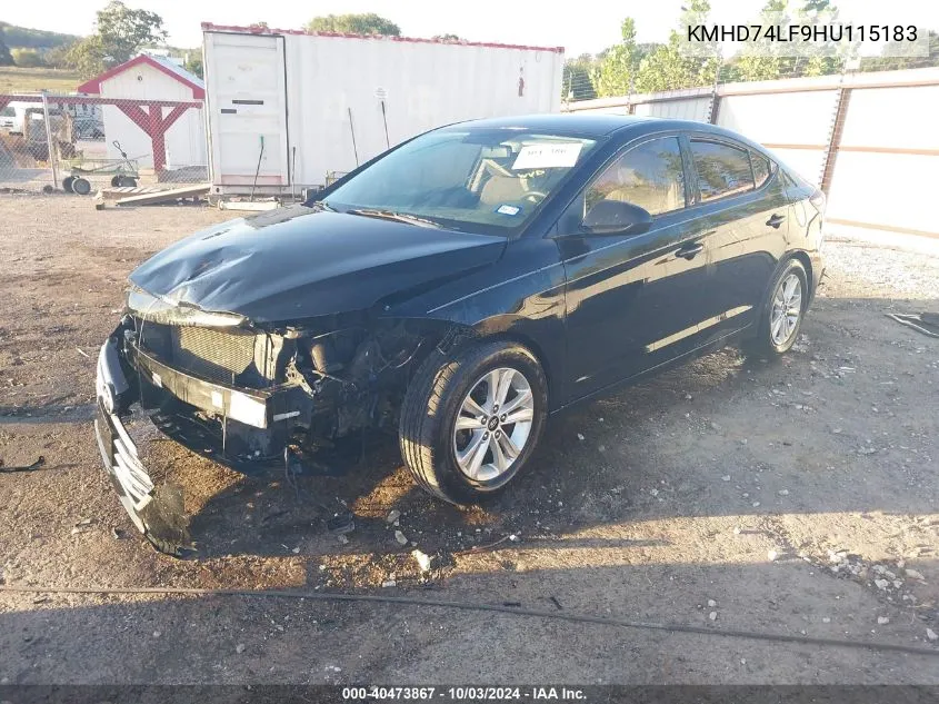 KMHD74LF9HU115183 2017 Hyundai Elantra Se