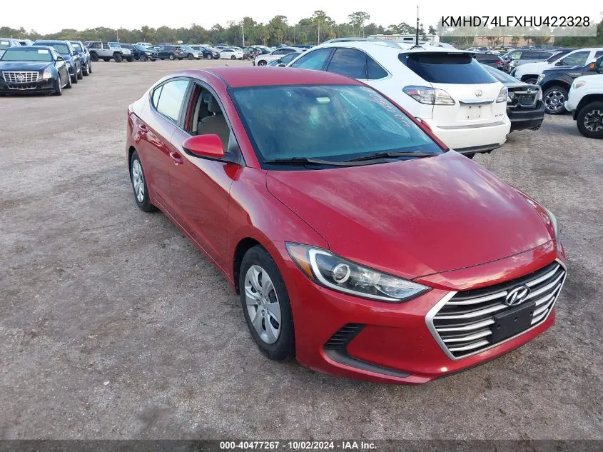 KMHD74LFXHU422328 2017 Hyundai Elantra Se