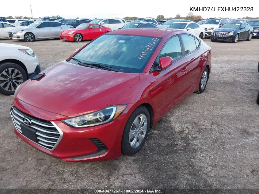 2017 Hyundai Elantra Se VIN: KMHD74LFXHU422328 Lot: 40477267