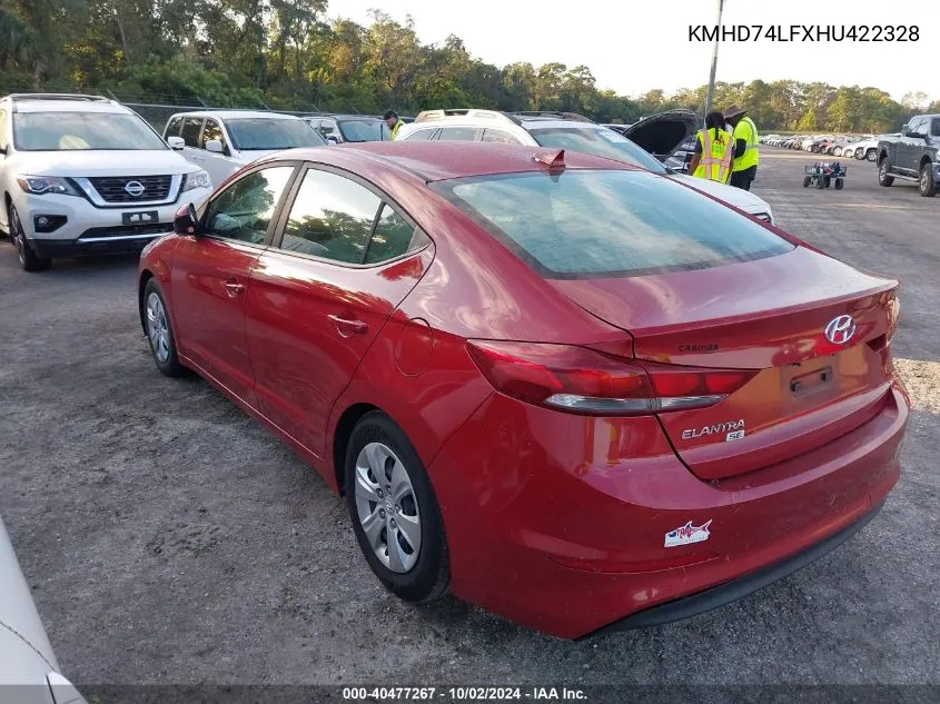 KMHD74LFXHU422328 2017 Hyundai Elantra Se