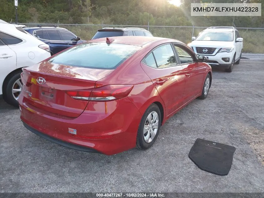 KMHD74LFXHU422328 2017 Hyundai Elantra Se