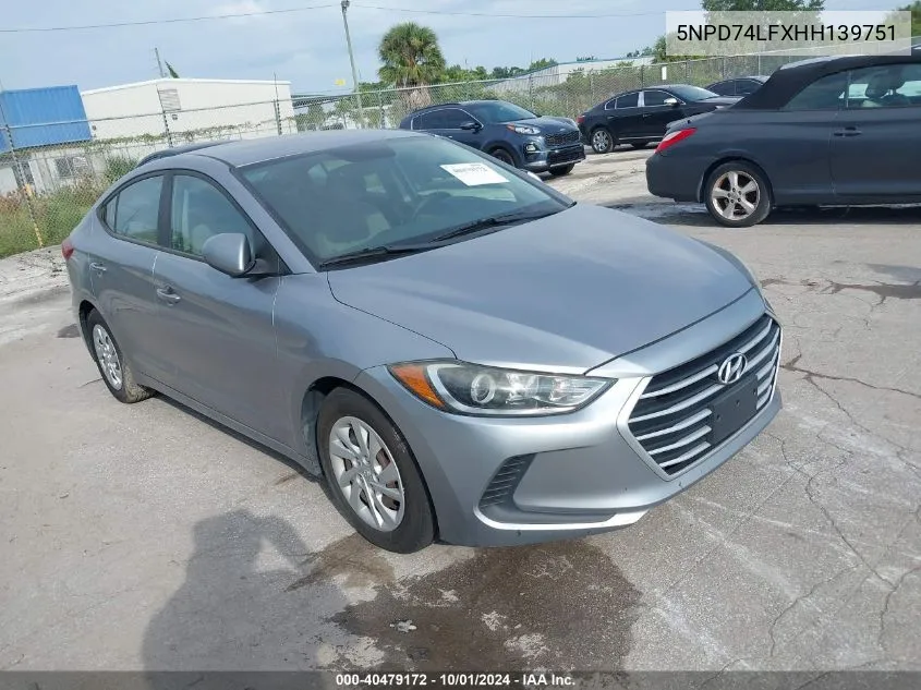 5NPD74LFXHH139751 2017 Hyundai Elantra Se