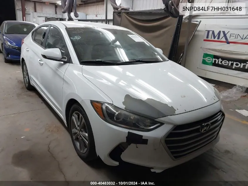 5NPD84LF7HH031648 2017 Hyundai Elantra Se