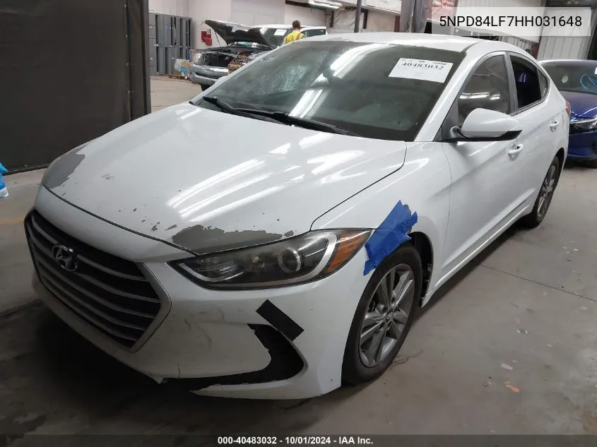 5NPD84LF7HH031648 2017 Hyundai Elantra Se