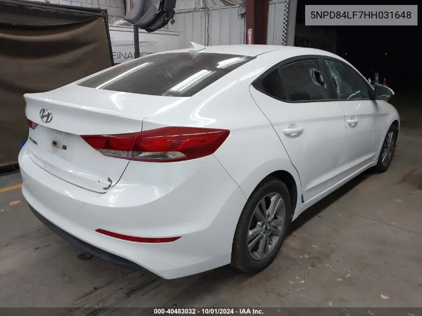 5NPD84LF7HH031648 2017 Hyundai Elantra Se