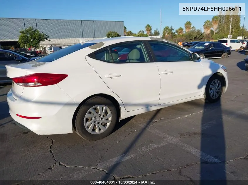 5NPD74LF8HH096611 2017 Hyundai Elantra Se