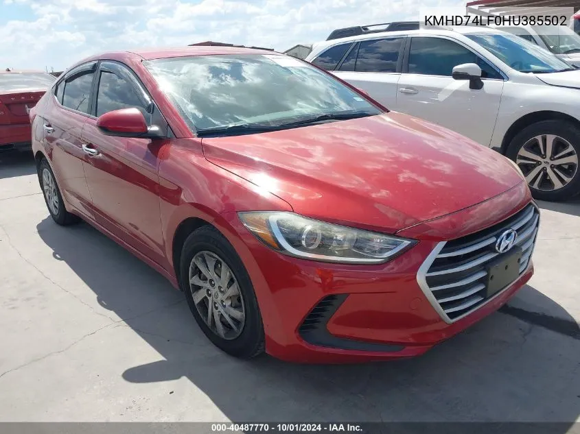 KMHD74LF0HU385502 2017 Hyundai Elantra Se