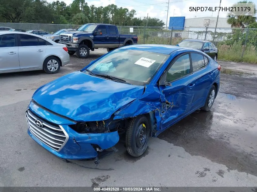 2017 Hyundai Elantra Se VIN: 5NPD74LF7HH211179 Lot: 40492528