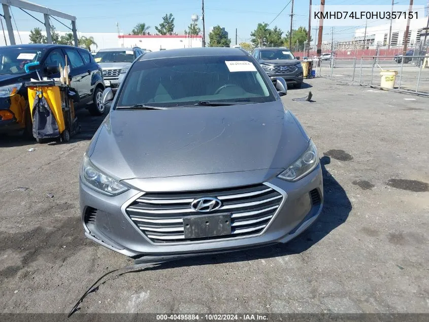 KMHD74LF0HU357151 2017 Hyundai Elantra Se