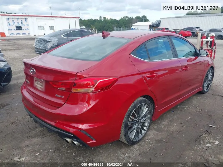 2017 Hyundai Elantra Sport VIN: KMHD04LB9HU361927 Lot: 40499385