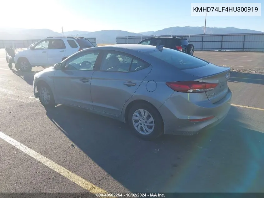 2017 Hyundai Elantra Se VIN: KMHD74LF4HU300919 Lot: 40502254