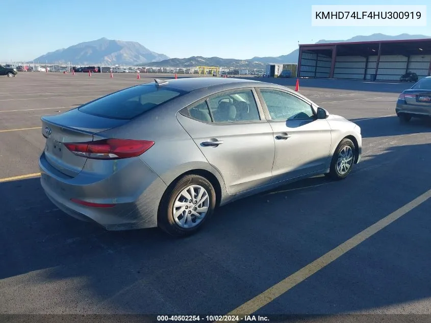 2017 Hyundai Elantra Se VIN: KMHD74LF4HU300919 Lot: 40502254