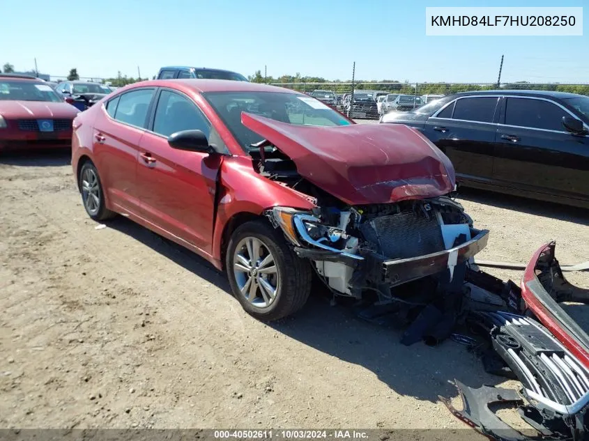 2017 Hyundai Elantra Se VIN: KMHD84LF7HU208250 Lot: 40502611