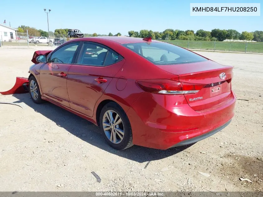 KMHD84LF7HU208250 2017 Hyundai Elantra Se