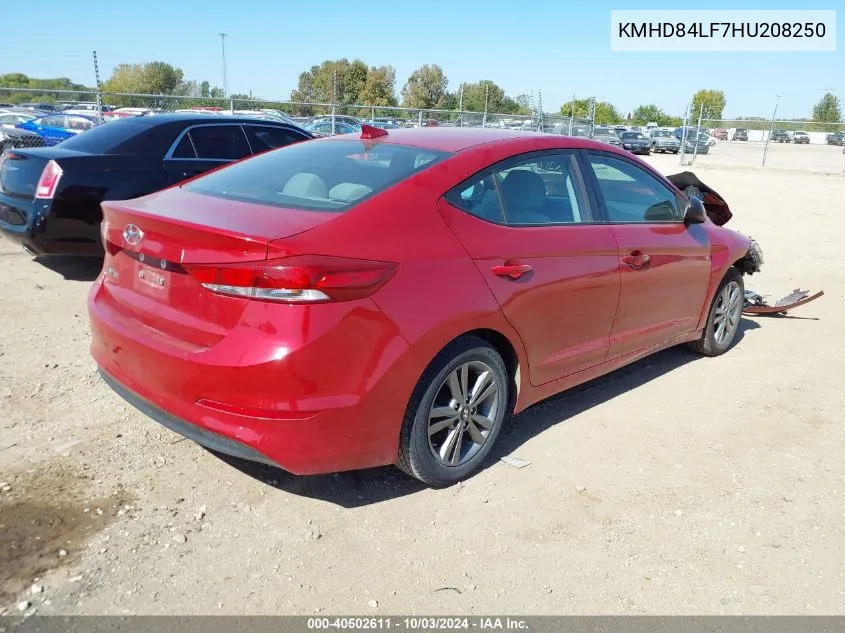 KMHD84LF7HU208250 2017 Hyundai Elantra Se