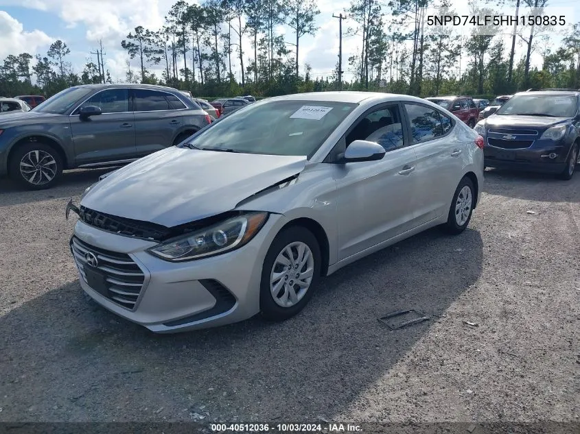 2017 Hyundai Elantra Se VIN: 5NPD74LF5HH150835 Lot: 40512036