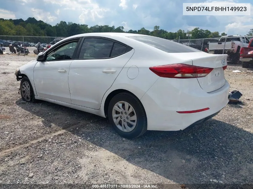 2017 Hyundai Elantra Se VIN: 5NPD74LF8HH149923 Lot: 40517371