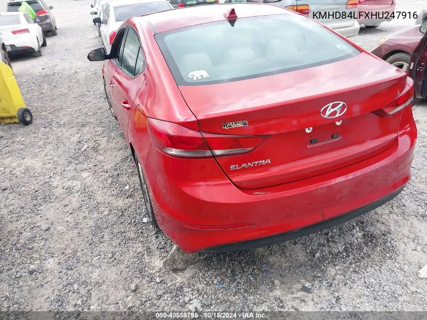 KMHD84LFXHU247916 2017 Hyundai Elantra Se