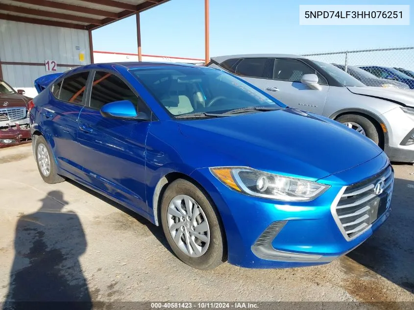 5NPD74LF3HH076251 2017 Hyundai Elantra Se