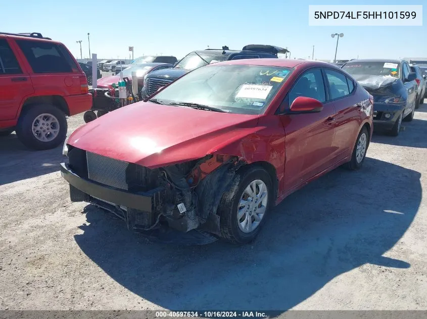 2017 Hyundai Elantra Se VIN: 5NPD74LF5HH101599 Lot: 40597634