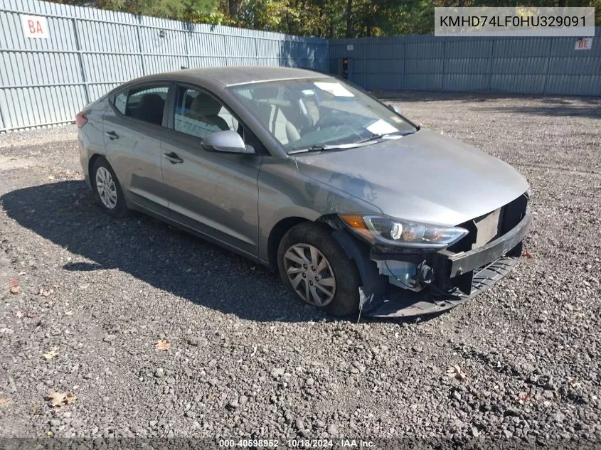 2017 Hyundai Elantra Se VIN: KMHD74LF0HU329091 Lot: 40598952