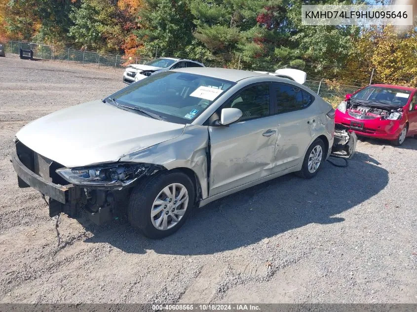 2017 Hyundai Elantra Se VIN: KMHD74LF9HU095646 Lot: 40608565