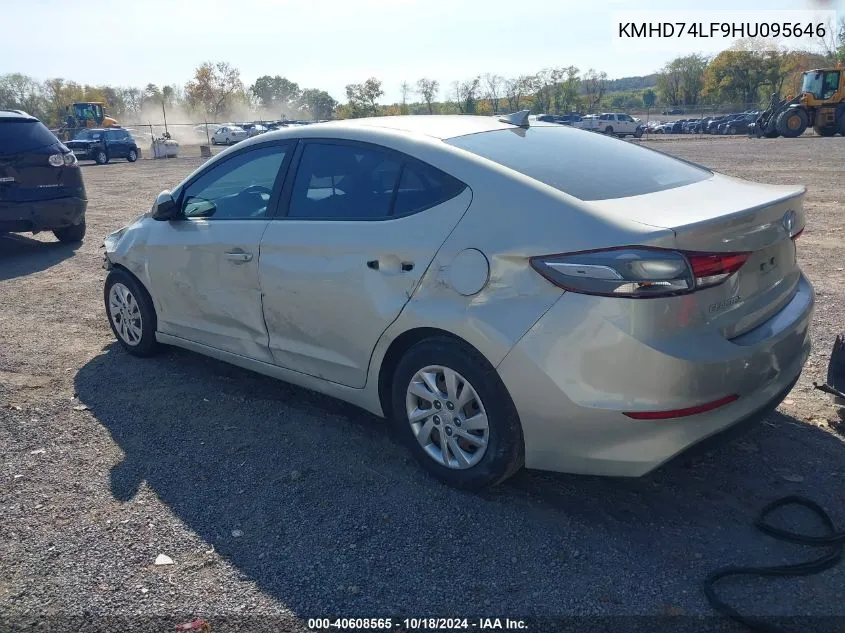 2017 Hyundai Elantra Se VIN: KMHD74LF9HU095646 Lot: 40608565