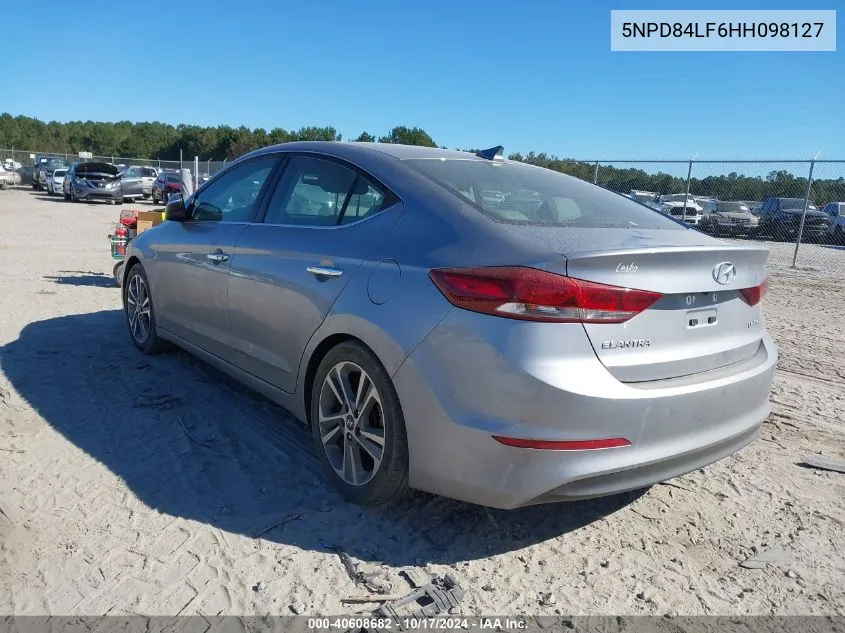 2017 Hyundai Elantra Limited VIN: 5NPD84LF6HH098127 Lot: 40608682