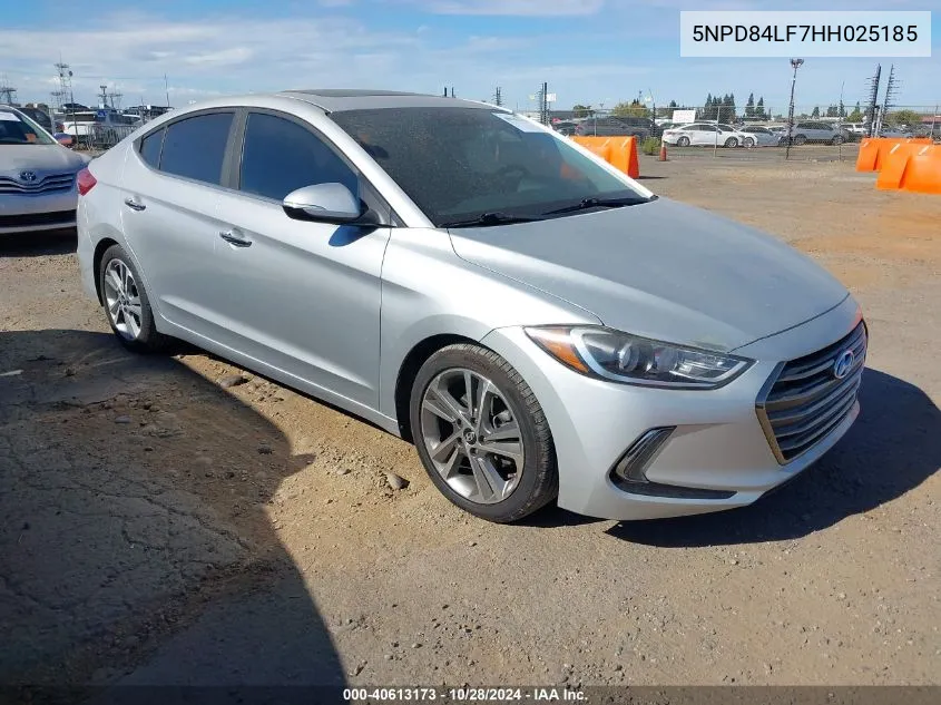 2017 Hyundai Elantra Limited VIN: 5NPD84LF7HH025185 Lot: 40613173