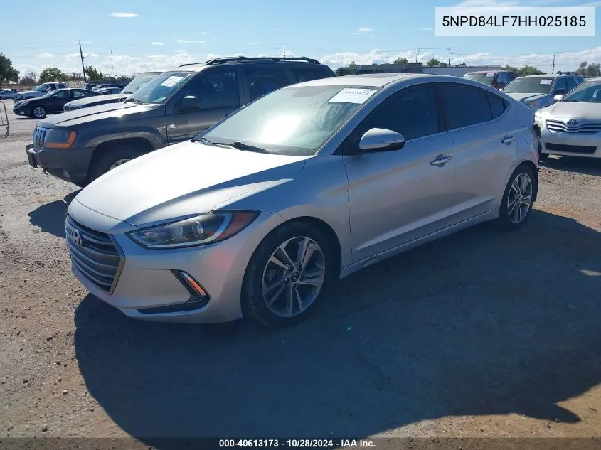 2017 Hyundai Elantra Limited VIN: 5NPD84LF7HH025185 Lot: 40613173