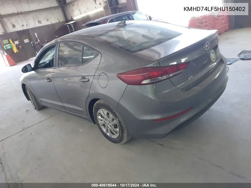 KMHD74LF5HU150402 2017 Hyundai Elantra Se