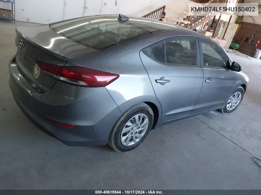 2017 Hyundai Elantra Se VIN: KMHD74LF5HU150402 Lot: 40619544