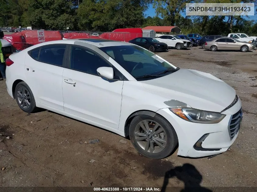 2017 Hyundai Elantra Value Edition VIN: 5NPD84LF3HH193423 Lot: 40623388