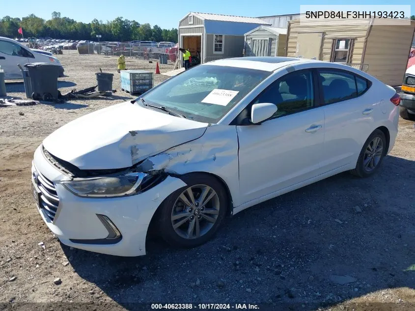 2017 Hyundai Elantra Value Edition VIN: 5NPD84LF3HH193423 Lot: 40623388