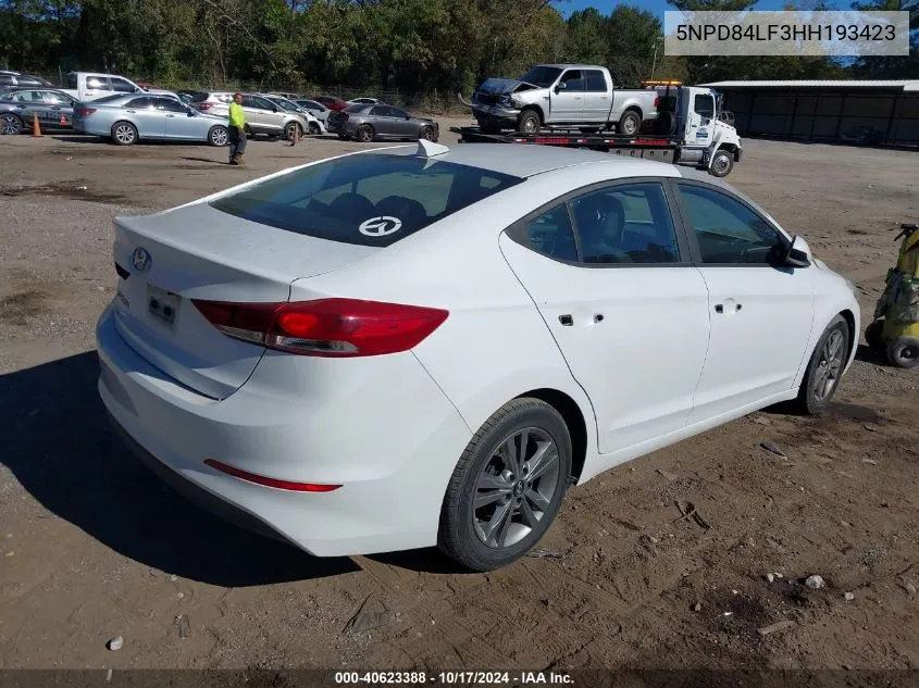 2017 Hyundai Elantra Value Edition VIN: 5NPD84LF3HH193423 Lot: 40623388