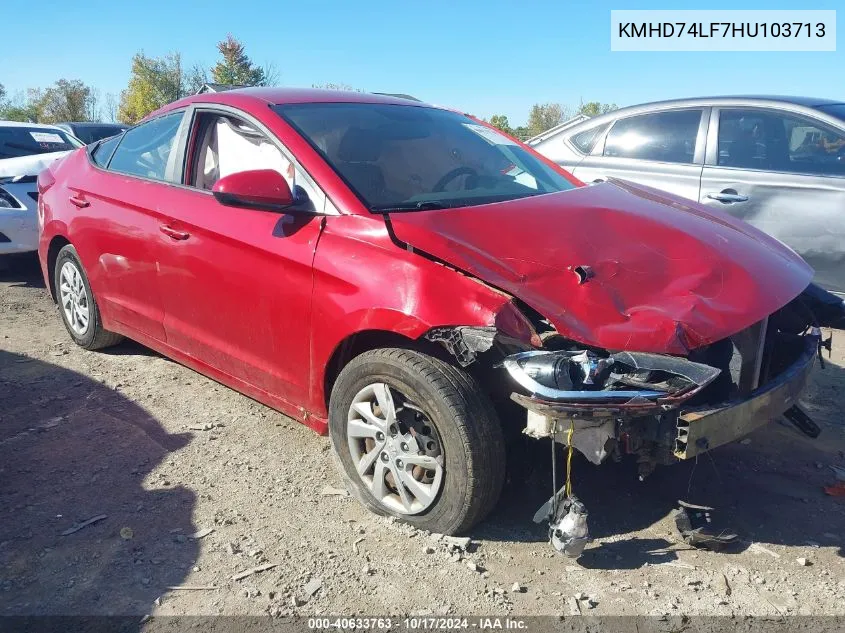 KMHD74LF7HU103713 2017 Hyundai Elantra Se