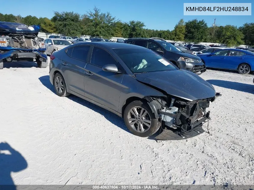 2017 Hyundai Elantra Value Edition VIN: KMHD84LF2HU248834 Lot: 40637504