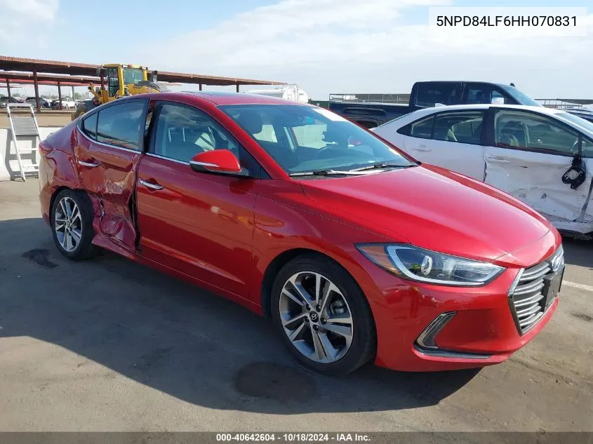 2017 Hyundai Elantra Limited VIN: 5NPD84LF6HH070831 Lot: 40642604