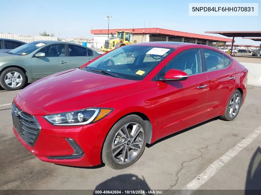 2017 Hyundai Elantra Limited VIN: 5NPD84LF6HH070831 Lot: 40642604