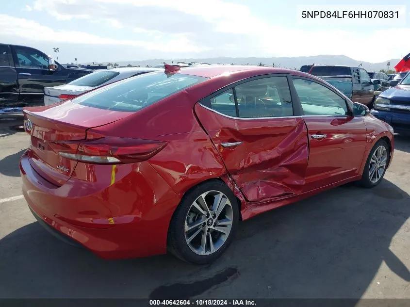 5NPD84LF6HH070831 2017 Hyundai Elantra Limited