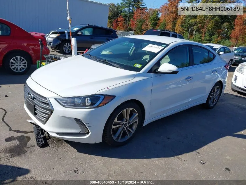 2017 Hyundai Elantra Limited VIN: 5NPD84LF8HH006189 Lot: 40643459