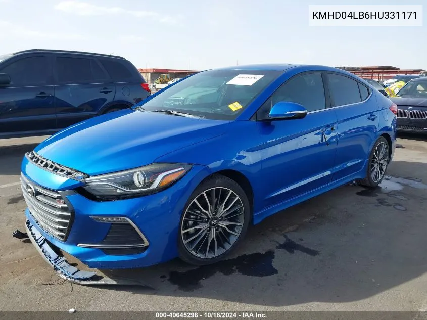 2017 Hyundai Elantra Sport VIN: KMHD04LB6HU331171 Lot: 40645296