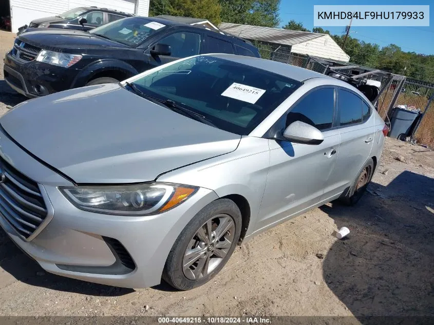 2017 Hyundai Elantra Se VIN: KMHD84LF9HU179933 Lot: 40649215