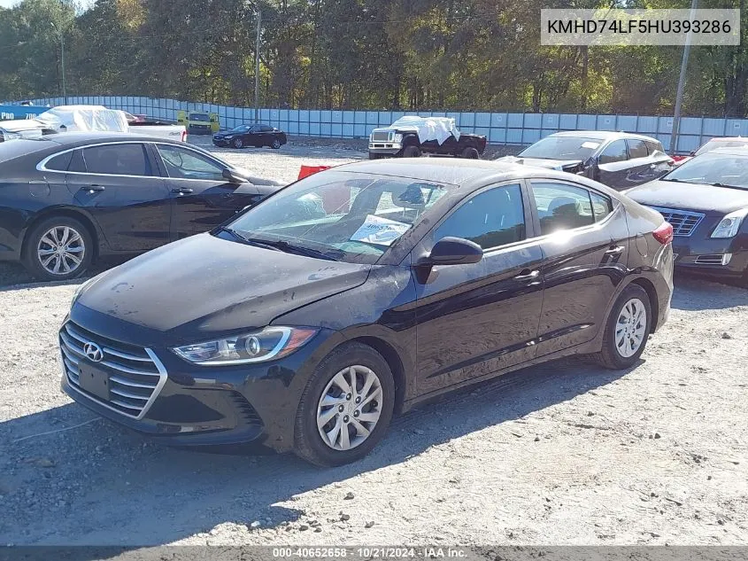 KMHD74LF5HU393286 2017 Hyundai Elantra Se