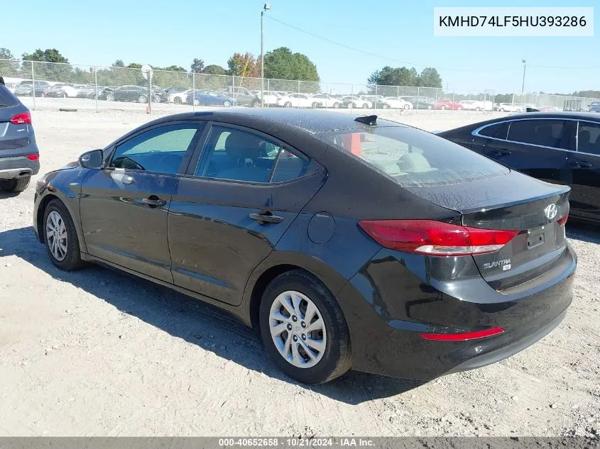 2017 Hyundai Elantra Se VIN: KMHD74LF5HU393286 Lot: 40652658