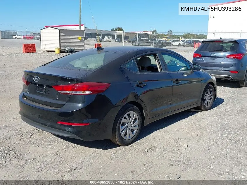 KMHD74LF5HU393286 2017 Hyundai Elantra Se